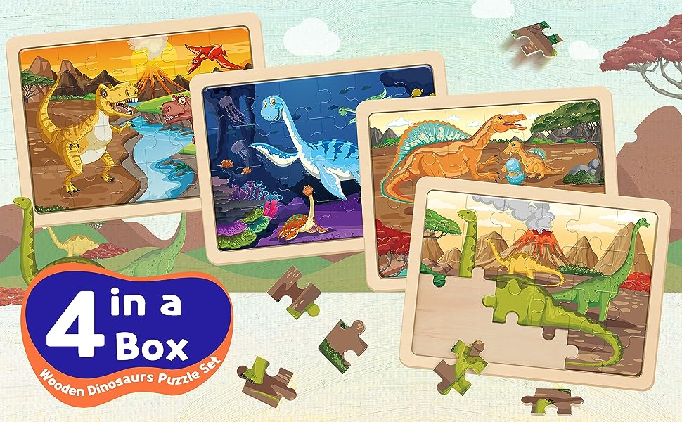 wooden dinosaurs puzzle